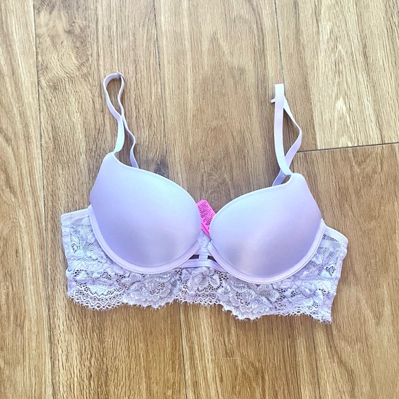 Satin Lavender Push-up Bra - Picture 1 of 6